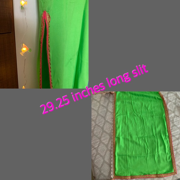 🤩 PADDED DEEP NECK Stitched Kurta in Parrot Green Colour - Picture 14 of 17